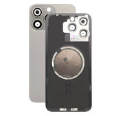 Apple iPhone 15 Pro Max - Sklo Zadního Housingu + Sklíčko Kamery + Kovová Destička + Magsafe Magnet (Natural Titanium)