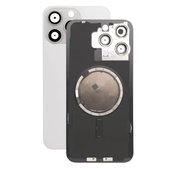 Apple iPhone 15 Pro Max - Sklo Zadního Housingu + Sklíčko Kamery + Kovová Destička + Magsafe Magnet (White Titanium)