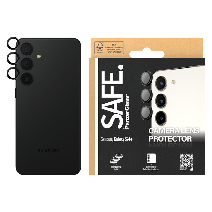 Ochranný kryt objektivu pro Samsung Galaxy S24+, Černá, SAFE by PanzerGlass