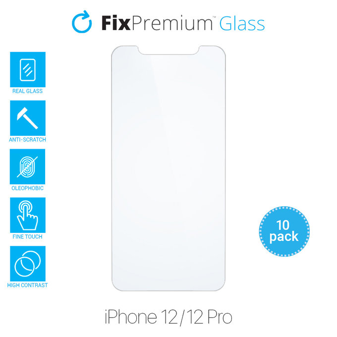 FixPremium Glass - Tvrzené Sklo pro iPhone 12 a 12 Pro (10 Pack)