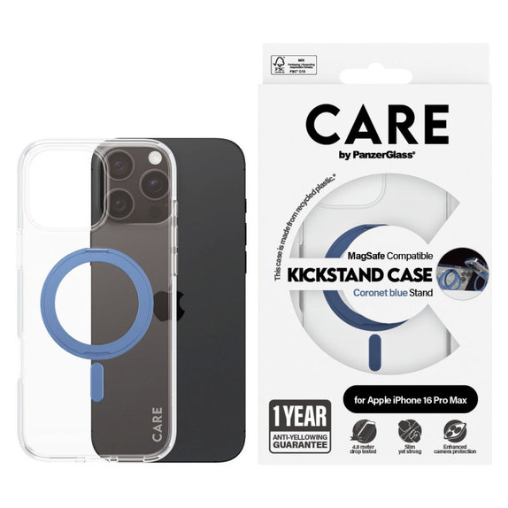 Pouzdro Kickstand s MagSafe pro iPhone 16 Pro Max, Modrá, CARE