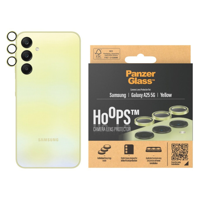 Ochranný kryt objektivu Hoops pro Samsung A25 5G, Žlutá, PanzerGlass