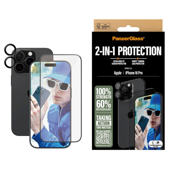 Bundle Hoops + Tvrzené sklo UWF pro iPhone 16 Pro, PanzerGlass