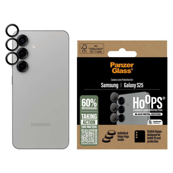 Ochranný kryt objektivu Hoops pro Samsung S25, Černá, PanzerGlass