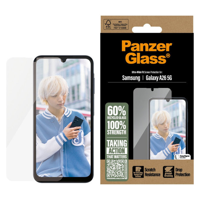 Tvrzené sklo UWF pro Samsung A26 5G, Transparentní, PanzerGlass