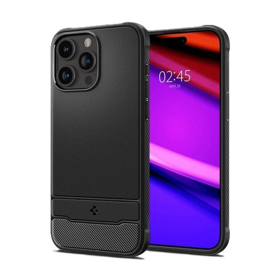 Spigen - Pouzdro Rugged Armor s MagSafe pro iPhone 15 Pro, Matte Black
