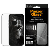 Tvrzené sklo UWF Ceramic II s Fastfit pro iPhone 17/16 Pro, Černá, PanzerGlass