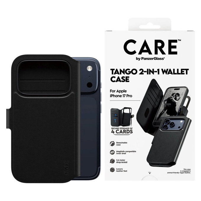Pouzdro Wallet Tango Two-In-One s MagSafe pro iPhone 17 Pro, Černá, CARE