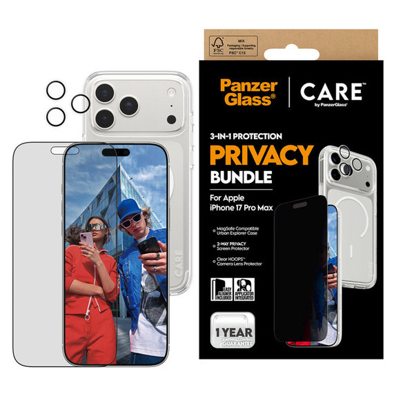 Bundle 3v1 Privacy pro iPhone 17 Pro Max, PanzerGlass