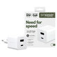 Cestovní adaptér Grand Prix USB-C/USB-A, GaN, 35 W PD, stříbrnobílý, empower