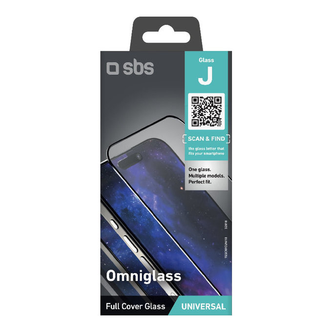 Univerzální tvrzené sklo Omniglass J, Černá, SBS