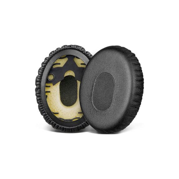 Náhradní Náušníky pro Bose QuietComfort 3, OE/ON-EAR a OE1, Paměťová pěna + PU kůže, Černé, 1 pár