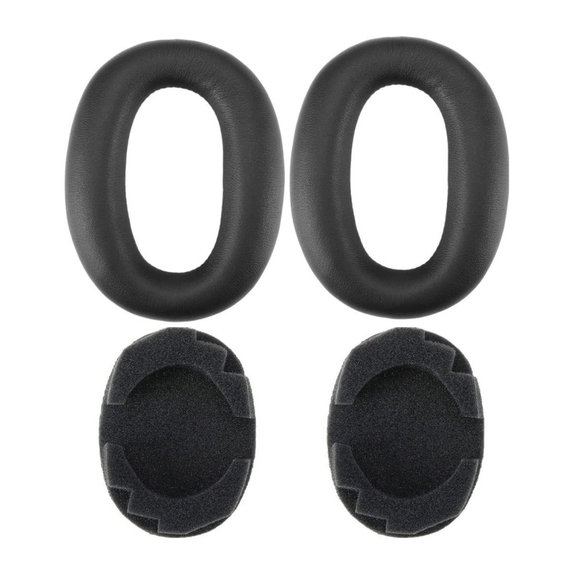 Náhradní Náušníky pro Sony MDR-1000X, WH-1000XM2, Paměťová pěna + PU kůže, Černé, 1 pár