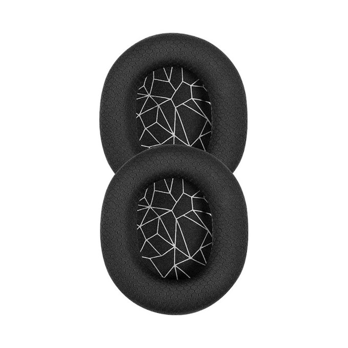 Náhradní Náušníky pro SteelSeries Arctis 3, 5, 7, 9 Pro, Paměťová pěna + Textil, Černé / Bílé, 1 pár
