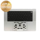 Horní rám klávesnice pro MacBook Pro 16" A2780 (2023), s klávesnicí US a baterií, Silver, 661-32190, Genuine Apple