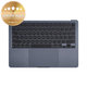 Horní rám klávesnice pro MacBook Air 13", A3113 (2024), s klávesnicí US a baterií, Midnight, 661-40230, Genuine Apple