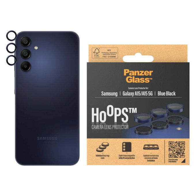 Ochranný kryt objektivu Hoops pro Samsung A15/A15 5G, Modrá/Černá, PanzerGlass