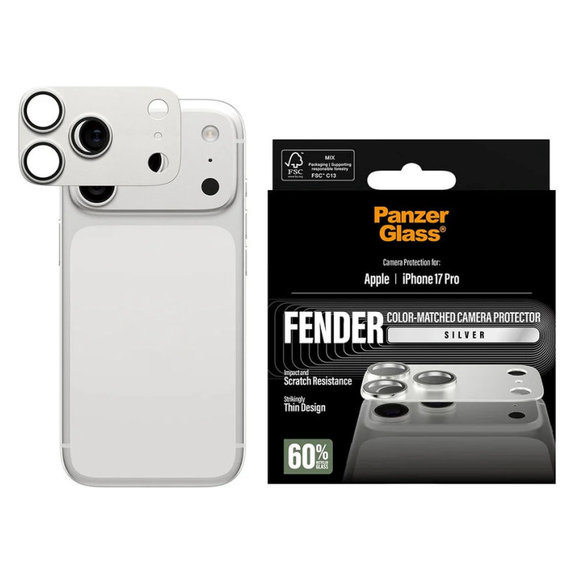 Ochranný kryt objektivu Fender pro iPhone 17 Pro, Stříbrná, PanzerGlass