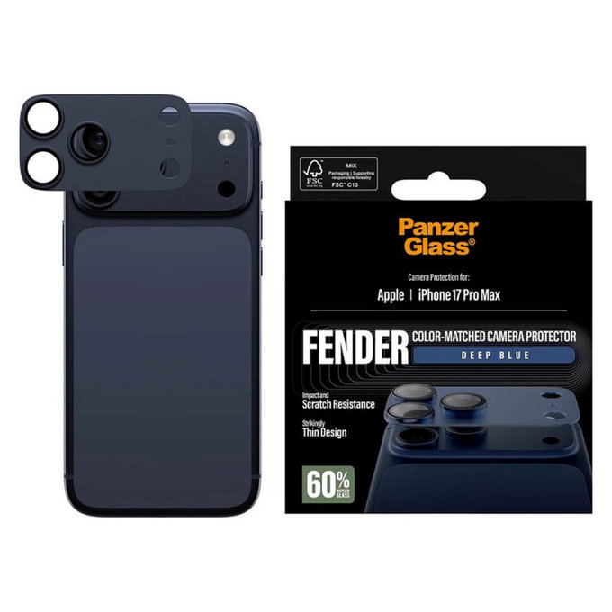 Ochranný kryt objektivu Fender pro iPhone 17 Pro Max, Modrá, PanzerGlass