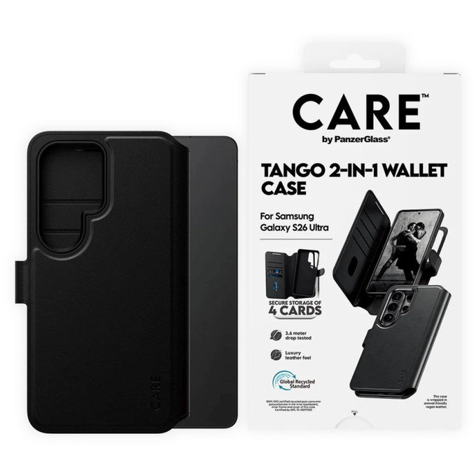 Pouzdro Wallet Tango Two-In-One s QI pro Samsung S26 Ultra, černá, CARE