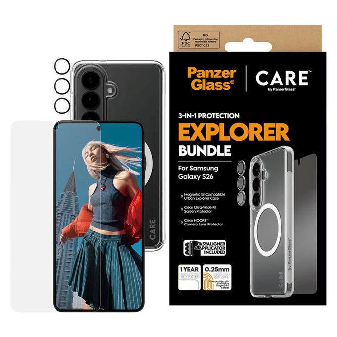 Bundle 3v1 Explorer pro Samsung S26, PanzerGlass