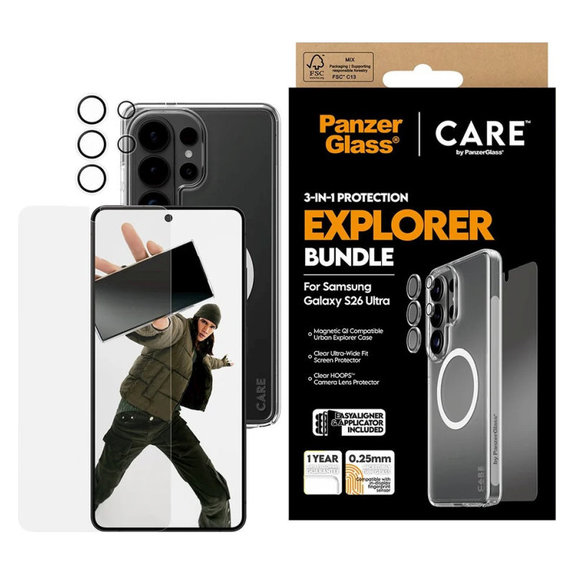 Bundle 3v1 Explorer pro Samsung S26 Ultra, PanzerGlass