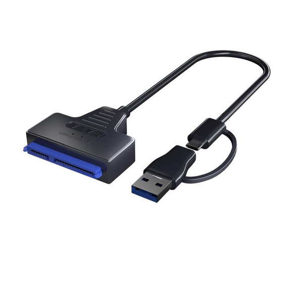 USB 3.0 / USB-C na SATA adaptér pro 2.5" a 3.5" HDD/SSD, s napájecím zdrojem
