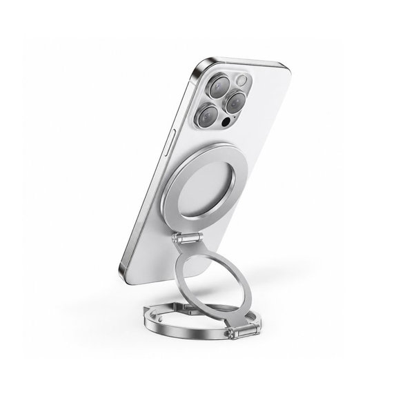 Skládací magnetický kroužek na telefon, stříbrný
