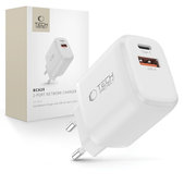 Síťová nabíječka NCA20 2-PORT PD 20W / QC3.0, bílá, Tech-Protect