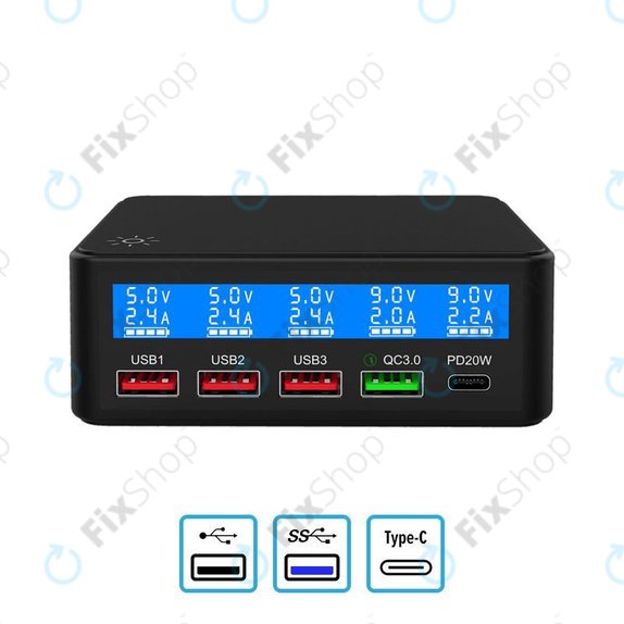 FixPremium - USB Servisní Nabíjecí Stanice s USB 3.0 a USB-C