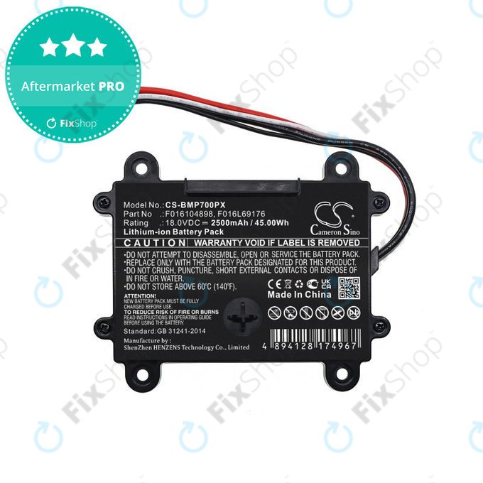 Baterie pro Bosch Indego 350, 400, M 700, Indego S+ 350, 2500mAh, Li-Ion, 18V, F016104898, HQ