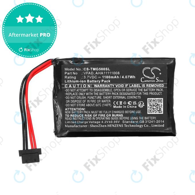 Baterie pro TomTom GO 5000, 5100, 6000, 6100, 6200, Pro 5250, 1100mAh, Li-Ion, 3.7V, VFAD, HQ