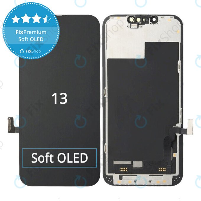 Displej Soft OLED pro iPhone 13, Dotykové sklo s rámem, FixPremium