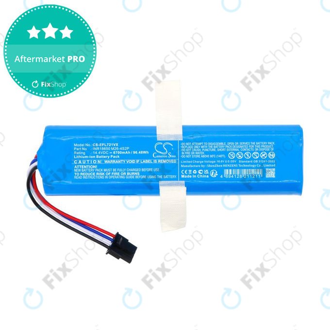 Baterie pro 360 S6 Pro, S9, X90, X95, Eufy Robovac L70 Hybrid, 6700mAh, Li-Ion, 14.4V, INR18650M26-4S2P, HQ