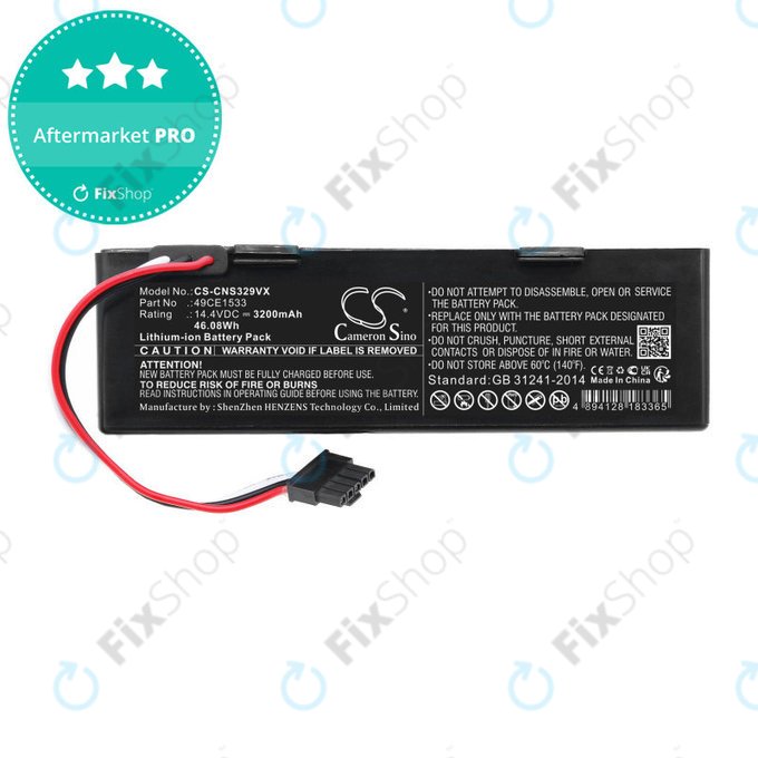 Baterie pro ETA Navaggio 2228, Cecotec Conga 3290, 3490, 3890, 3200mAh, Li-Ion, 14.4V, 49CE1533, HQ