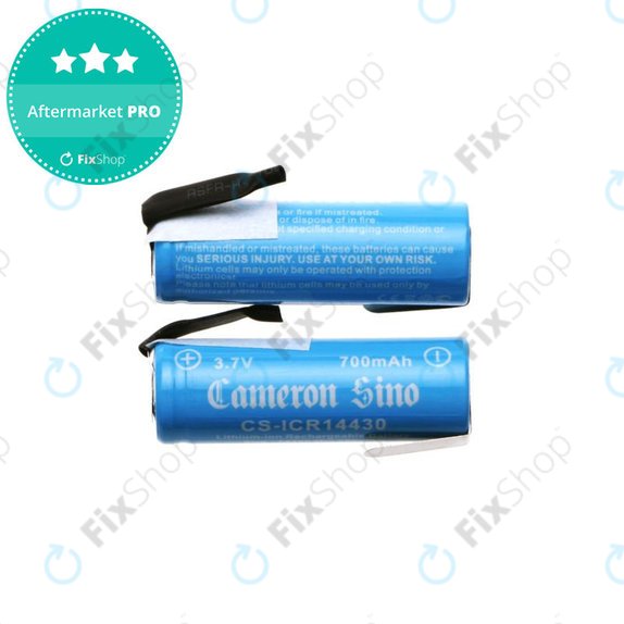 Baterie 14430 s montážními plíšky, 650mAh, Li-Ion, 3.7V, HQ