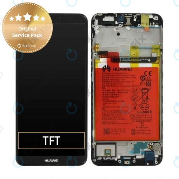Huawei P Smart FIG-L31 - LCD Displej + Dotykové Sklo + Rám + Baterie (Black) - 02351SVJ, 02351SVD, 02351SVK Genuine Service Pack
