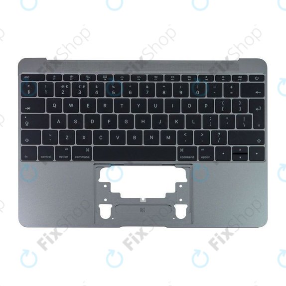 Apple MacBook 12" A1534 (Early 2015 - Mid 2017) - Horní Rám Klávesnice + Klávesnice UK (Space Gray)