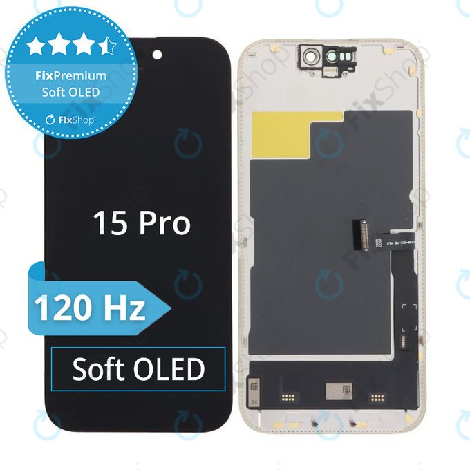 Displej Soft OLED pro iPhone 15 Pro, Dotykové sklo s rámem, DIAGNOSTIC