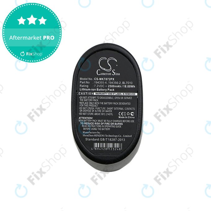 Baterie pro Makita CL070, CL072, DF010, TD020, TD021, TD022, 2500mAh, Li-Ion, 7.2V, 194355-4, HQ
