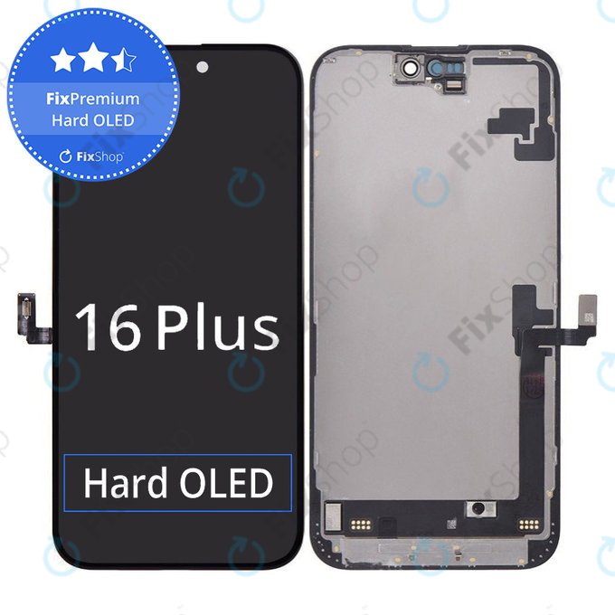 Displej Hard OLED pro iPhone 16 Plus, Dotykové sklo s rámem, FixPremium