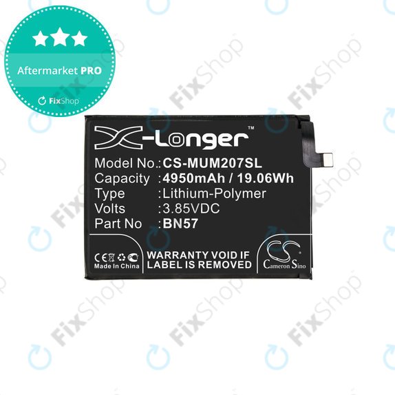 Baterie pro Xiaomi Poco X3 NFC M2107J20CG, 4950mAh, Li-Pol, 3.85 V, BN57, HQ