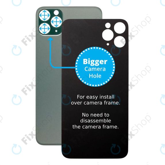 Apple iPhone 11 Pro - Sklo Zadního Housingu se Zvětšeným Otvorem na Kameru (Green)