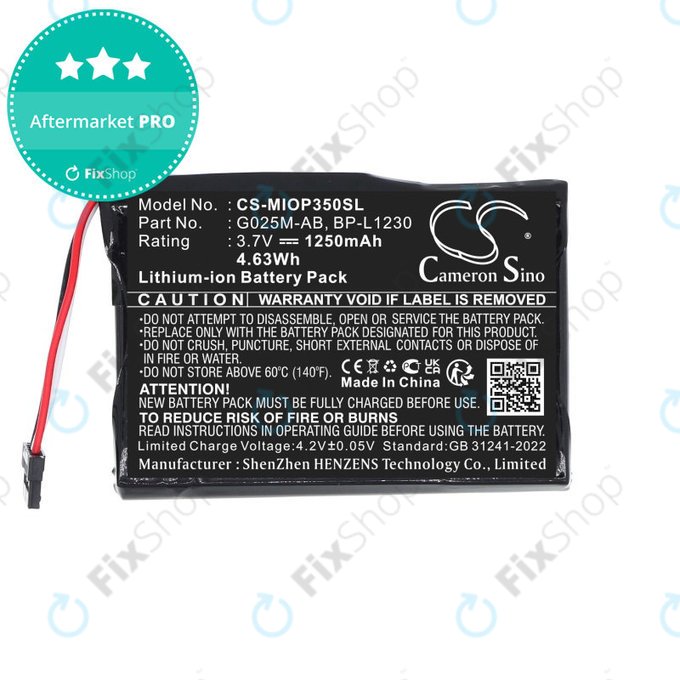 Baterie pro Mitac Mio P350, P550, 1250mAh, Li-Ion, 3.7V, BL-LP1230, HQ