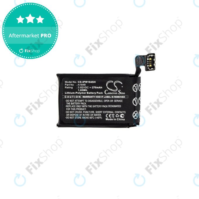 Baterie pro Apple Watch 3 38 mm, 270mAh, GPS + Cellular Version, Li-Pol, 3.82 V, A1848, HQ