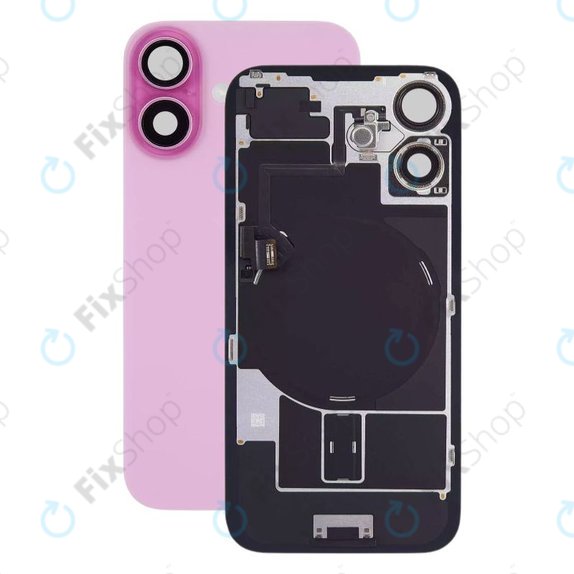 Apple iPhone 16 Plus - Sklo Zadního Housingu + Sklíčko Kamery + Kovová Destička + Magsafe Magnet (Pink)
