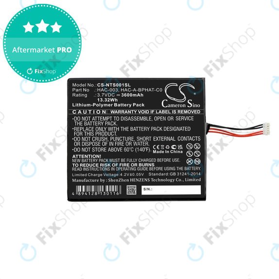Baterie pro Nintendo Switch, 3600mAh, Li-Pol, 3.7 V, HAC-003, HQ