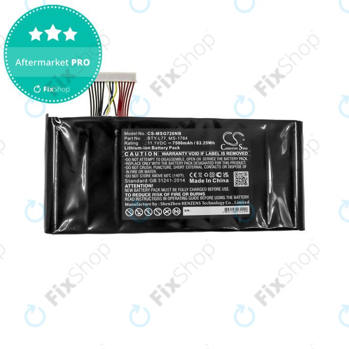 Baterie pro MSI GT72, MSI WT72, 7500mAh, Li-Ion, 11.1V, BTY-L77, HQ
