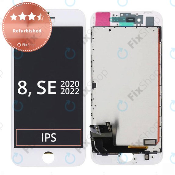 Displej pro iPhone 8, SE (2020), SE (2022), White, Dotykové sklo s rámem, Refurbished