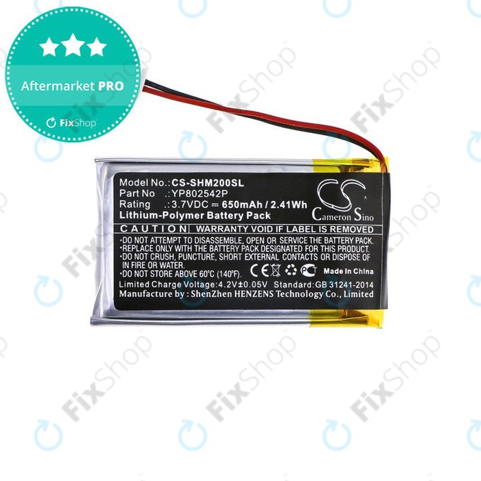 Baterie pro Sena SMH-10s, SMH-20s, 650mAh, Li-Pol, 3.7V, YP802542P, HQ